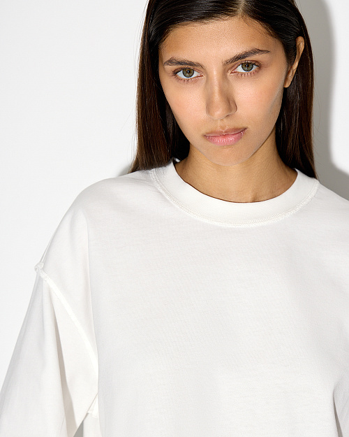 Оверсайз футболка с акцентными швами, из 100% хлопка, белый