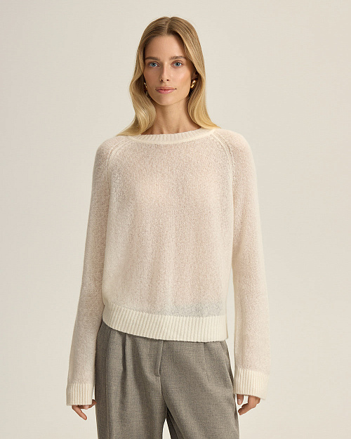 Джемпер из кашемира и шелка, молочный