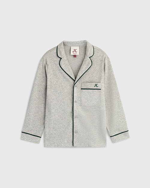 Детская пижамная рубашка из хлопка, серый