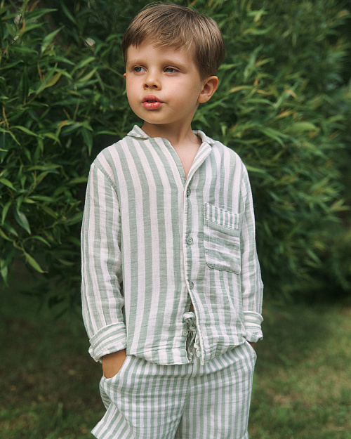 Детские шорты в полоску Unisex из муслина, зеленый