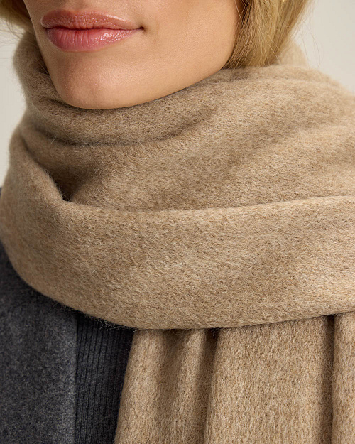 Палантин из шерсти, бежевый меланж