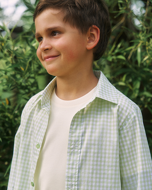 Детская рубашка Unisex в клетку, зеленый