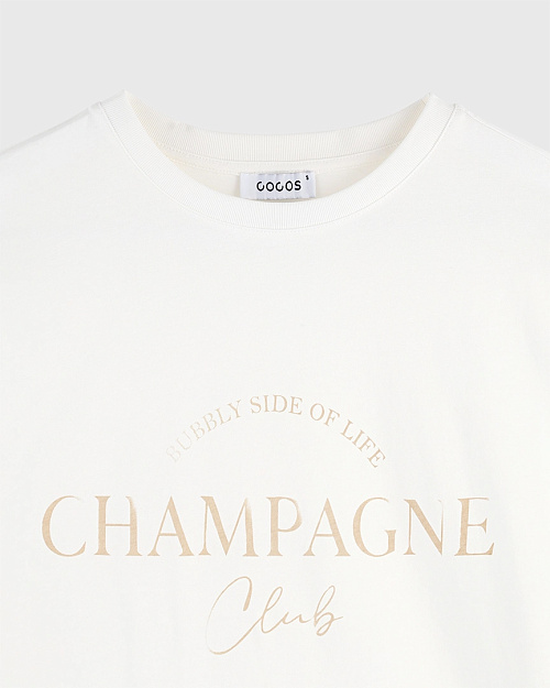 Футболка oversize с принтом, из района, молочный