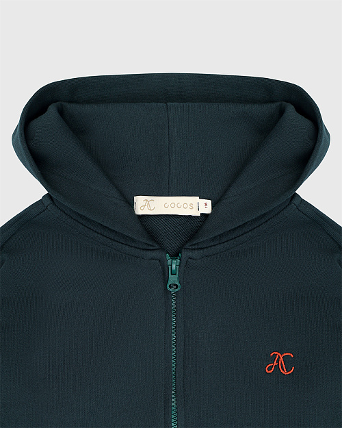 Детская толстовка Unisex с капюшоном, на молнии, зеленый