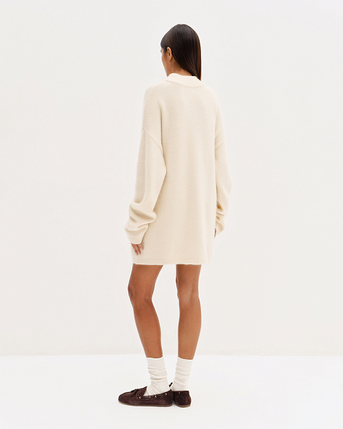 Удлиненный свитер из шерсти и ангоры, молочный