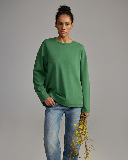 Хлопковый лонгслив Unisex, зеленый