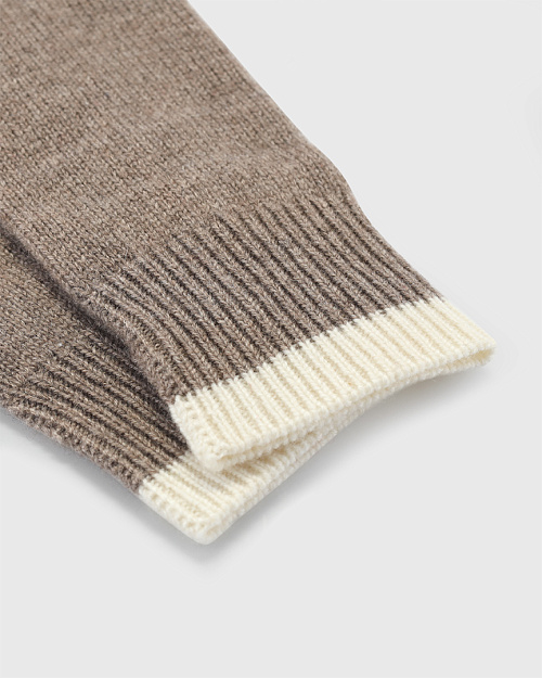 Вязаные перчатки из шерсти с кашемиром, бежевый меланж