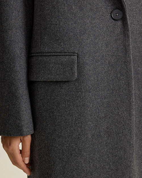 Однобортное пальто оверсайз из шерсти, серый