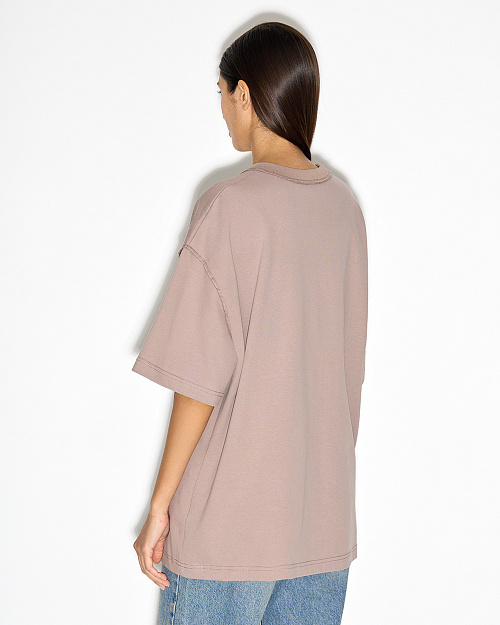 Оверсайз футболка с акцентными швами, из 100% хлопка, капучино