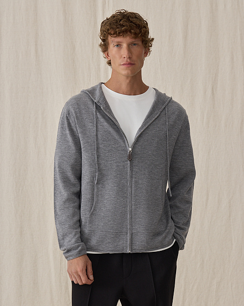 Джемпер на молнии с копюшоном, серый