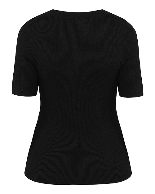 Шерстяной джемпер с коротким рукавом, черный