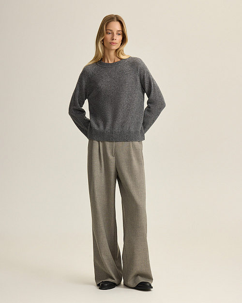 Джемпер из кашемира и шелка, серый меланж