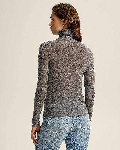 Водолазка из тонкой шерсти, серый меланж