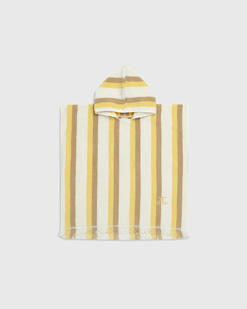Детское пончо махровое в полоску, желтый