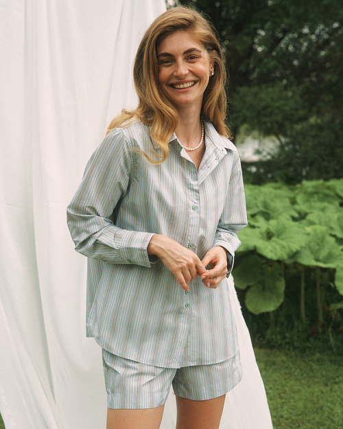 Рубашка в полоску, голубой