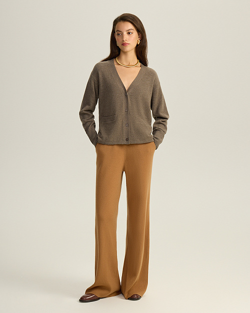 Кардиган женский, коричневый меланж