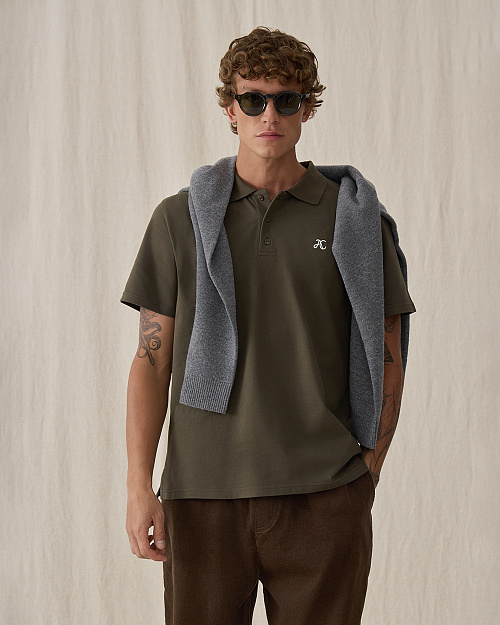 Футболка поло прямого кроя, хаки