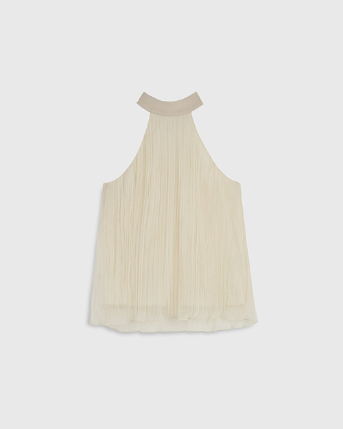 Топ из фактурной жатой ткани, на подкладке, молочный