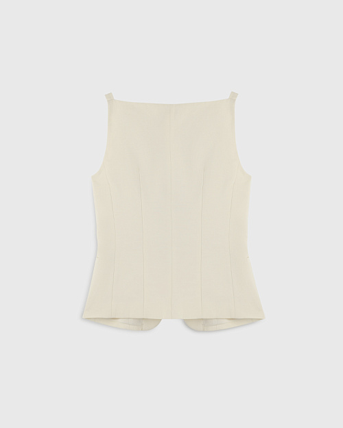 Приталенный топ жилет на пуговицах, из тенселя, молочный