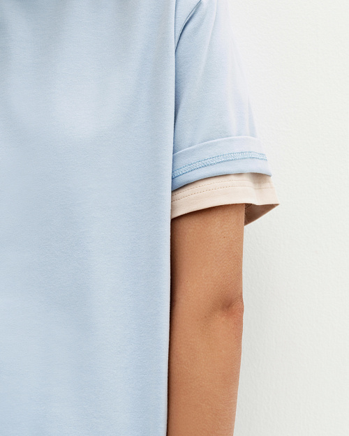 Свободная футболка из премиум-хлопка, с легким велюровым эффектом, голубой