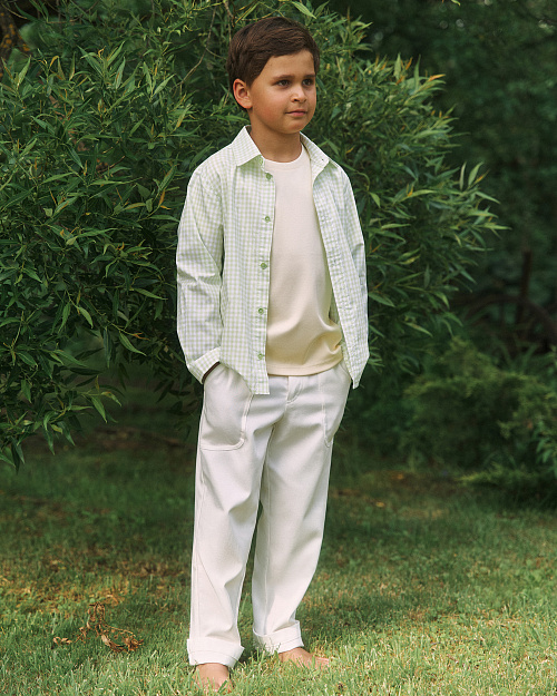 Детская рубашка Unisex в клетку, зеленый