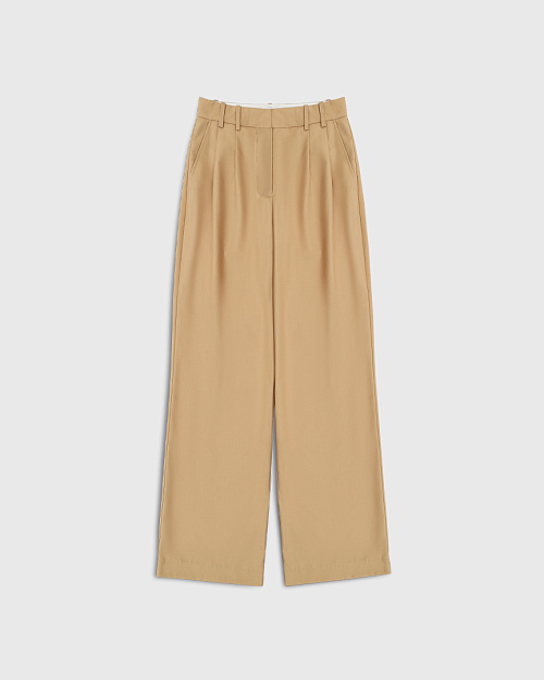 Прямые брюки c защипами, светло-бежевый