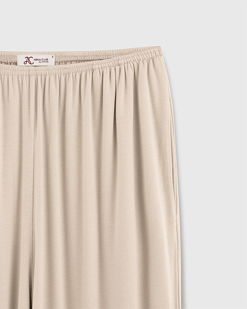 Трикотажные брюки на резинке, из района и спандекса, светло-бежевый