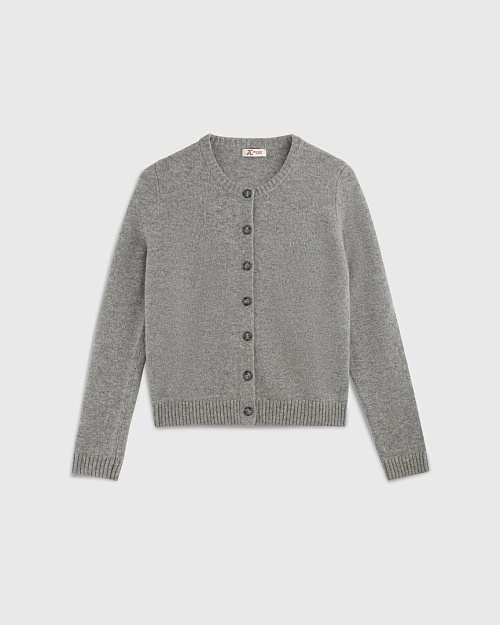 Шерстяной кардиган на пуговицах, серый меланж