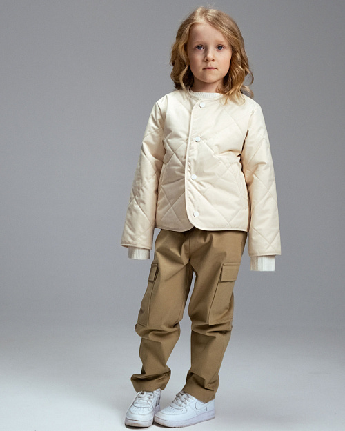 Детская стеганая куртка Unisex из водоотталкивающей ткани, бежевый