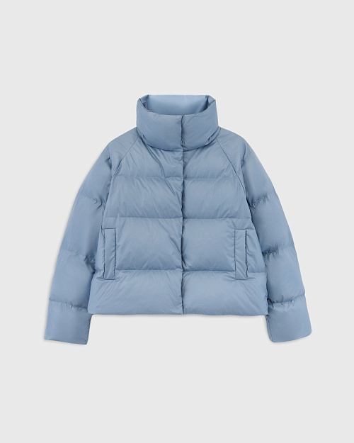 Короткий пуховик с натуральным наполнителем, голубой