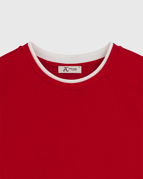 Хлопковый лонгслив с вышивкой, красный