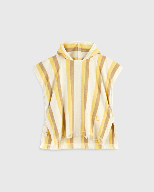 Детское пончо махровое в полоску, желтый