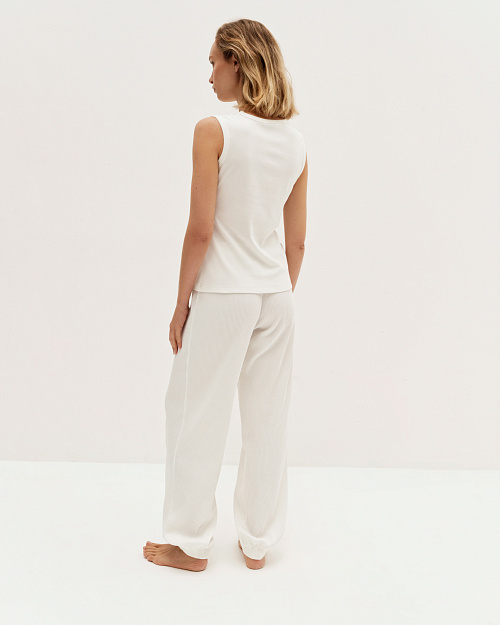 Хлопковые брюки джоггеры в рубчик, белый