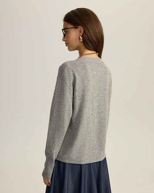 Кардиган женский, серый меланж