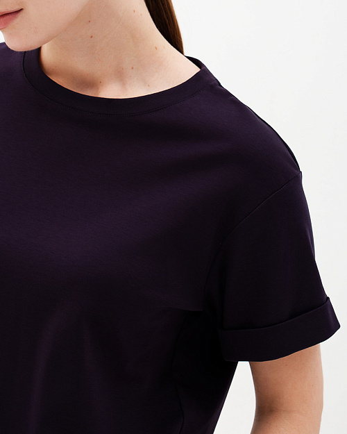 Футболка бойфренд Relaxed fit из мерсеризованного хлопка, темно-синий