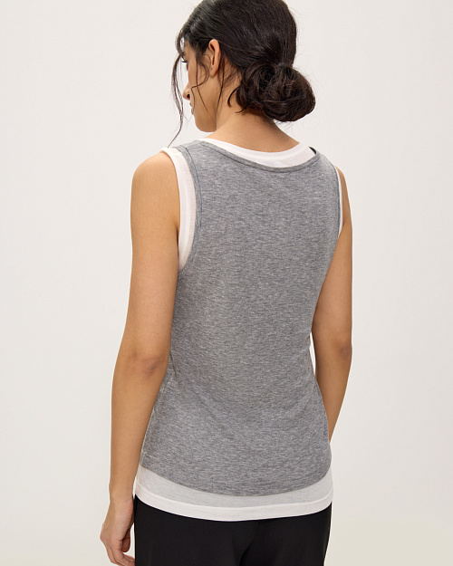 Двухслойная майка из тенселя и шерсти, серый меланж