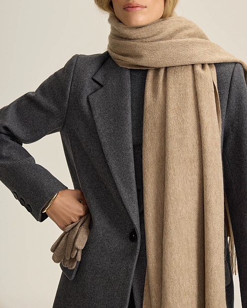 Палантин из шерсти, бежевый меланж