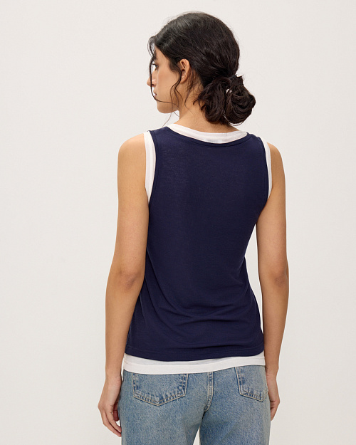 Двухслойная майка из тенселя и шерсти, синий