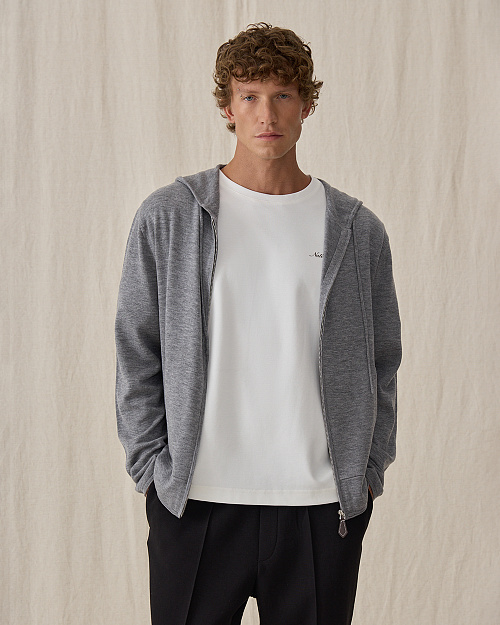 Джемпер на молнии с копюшоном, серый