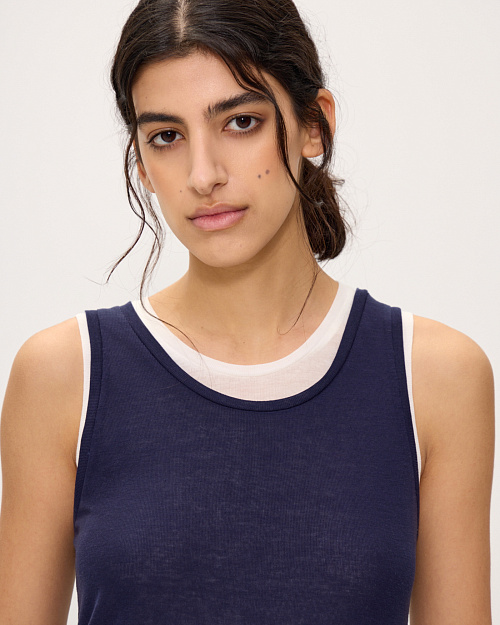 Двухслойная майка из тенселя и шерсти, синий