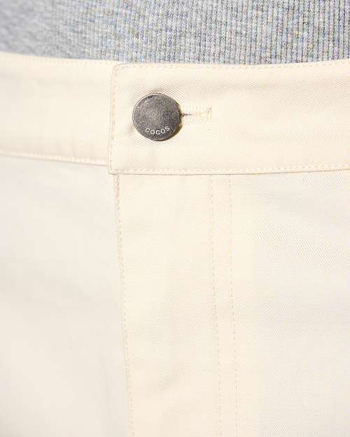 Хлопковые брюки с отворотами, белый