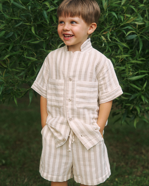 Детские шорты в полоску Unisex из муслина, бежевый