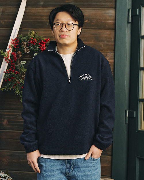 Толстовка Unisex из флиса шерпа с меховым эффектом, темно-синий