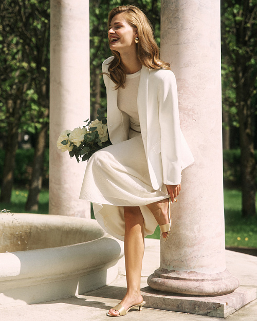 Прозрачный лонгслив из тенселя с шерстью, молочный