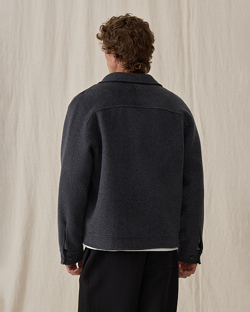 Мужская куртка из шерстяной пальтовой ткани, серый