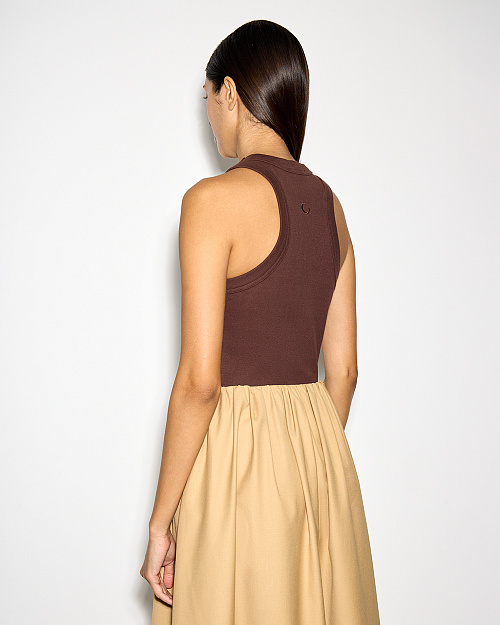 Майка с американской проймой, из хлопка и спандекса, коричневый