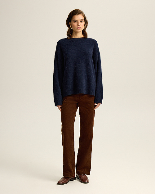 Объемный джемпер из ангоры, темно-синий