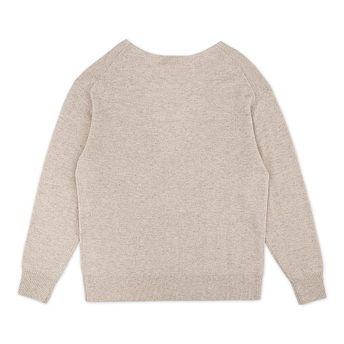 Кардиган на пуговицах с V-вырезом, из шерсти мериноса, бежевый