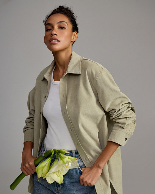 Хлопковая рубашка из вельвета Unisex, зеленый