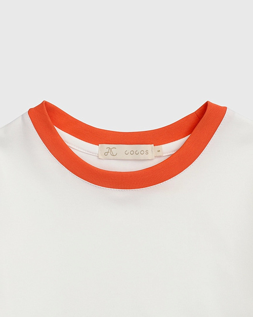 Футболка приталенного кроя, белый, оранжевый